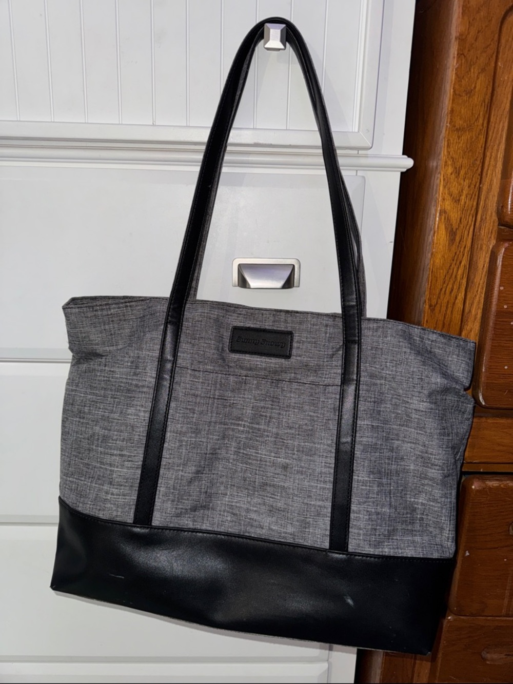 Gray and Black Laptop Tote Bag